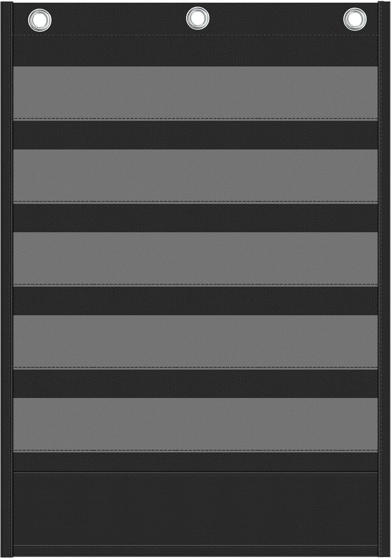Yoink 5+1 Standard Pocket Chart, 5 Clear Pockets with 1 Extra Storage for Classroom Alphabet Learning, Chore Chart, Word Wall and Sentence Strips Chart for Teachers, Black (25.2" x 17.1") - Image 2